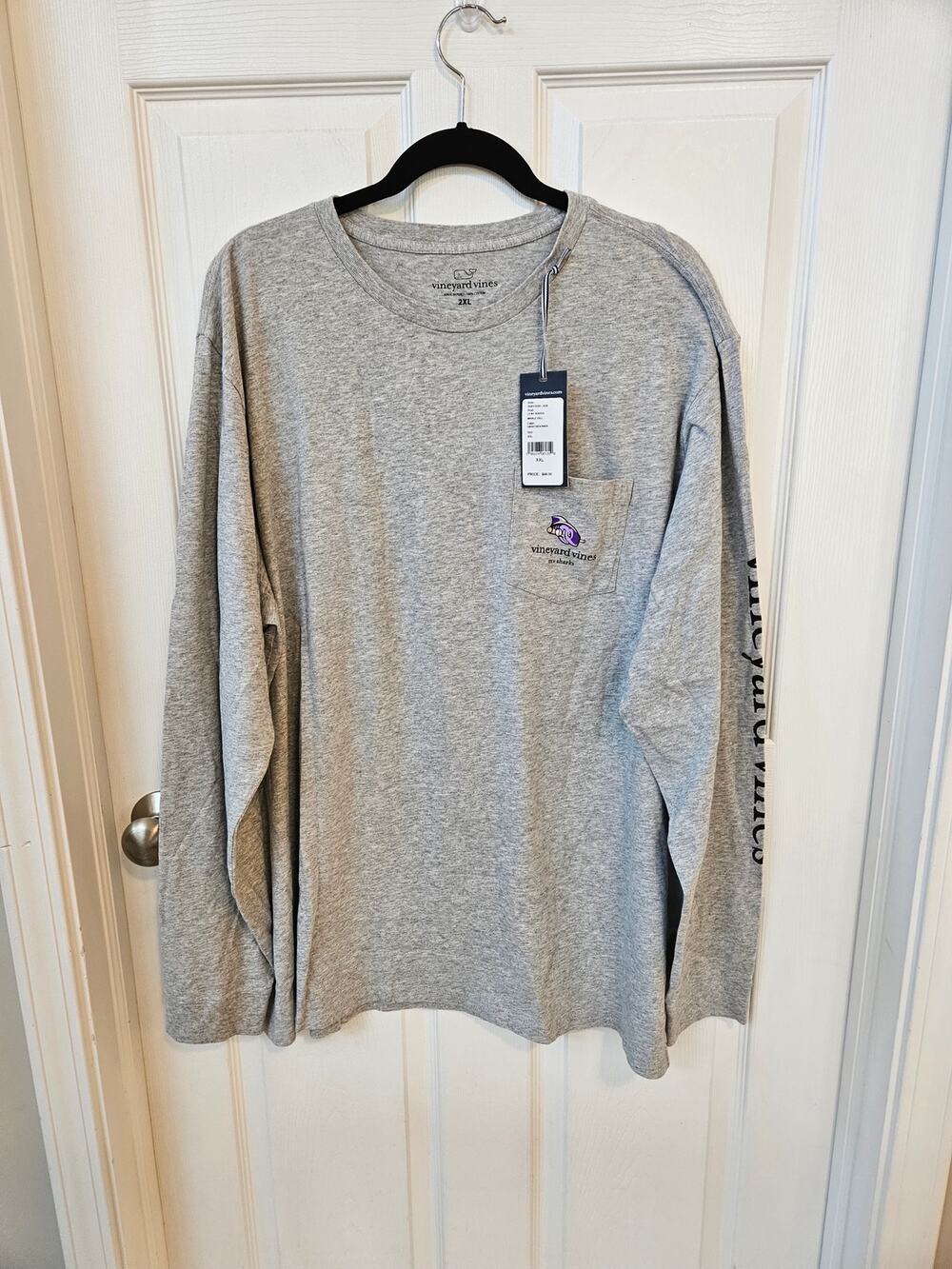 NWT Vineyard Vines MV Sharks Whale Fill Long Sleeve T-Shirt Gray Heather 2XL